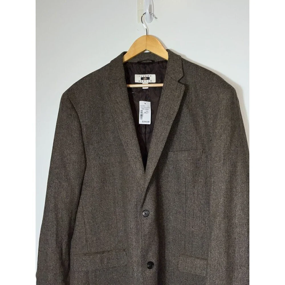 NWT Joseph Abboud Mens Heritage Blazer 3XLT Brown Herringbone Wool